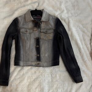 Two-Tone Women's Denim Jacket - Faded Black and Gray